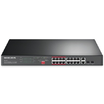 TP-LINK MS118CP Mercusys 16-Port 10/100Mbps + 2-Port Gigabit Rackmount Switch with 16-Port PoE+ - Image 1