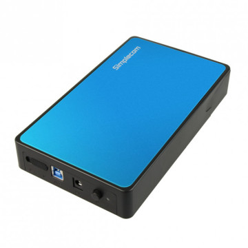 Simplecom SE325-BLUE SE325 Tool Free 3.5' SATA HDD to USB 3.0 Hard Drive Enclosure - Blue Enclosure - Image 1