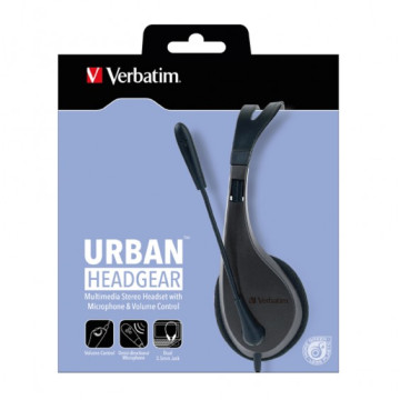 Verbatim 41646 Multimedia Headset with Microphone - 3.5mm Jack, Wide Frequency Stereo, 40mm Drivers, Comfortable Ergonomic Fit, Adjustable - Image 1
