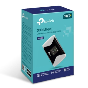 TP-LINK M7450 (E) 4G-LTE Mobile Wi-Fi 300Mbps DL 50Mbps UL 4G SIM Card + microSD Slot 3000mAh 15hrs Rechargeable Battery for 32 Devices iOS/Android App - Image 1
