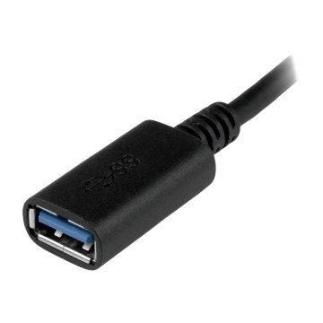 StarTech USB31CAADP 0.15M USB-C (T/BOLT3) TO USB 3.0 ADAPTER CABLE, BLACK, 2YR - Image 1