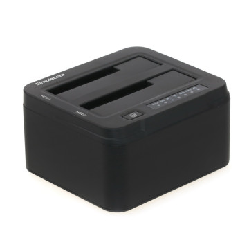 Simplecom SD322-BLACK SD322 Dual Bay USB 3.0 Aluminium Docking Station for 2.5' and 3.5' SATA HDD Black - Image 1