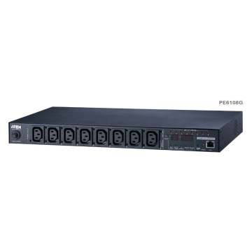 Aten PE6108G-AU-G 15A/10A 8-Outlet 1U Metered & Switched eco PDU, emote power outlet control (On, Off, Power Cycle) by individual outlets, Green Package - Image 1