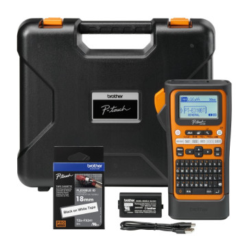 Brother PT-E310BTVP Industrial Handheld Label Printer - 3 Year Warranty, included Carry case, Rechargeable Li-Ion battery,1xTZE-FX241 and USB-A Cable - Image 1