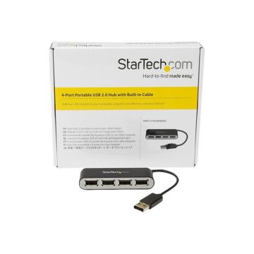 StarTech ST4200MINI2 4 PORT USB2.0 HUB, MINI, INBUILT CABLE, 2YR - Image 1