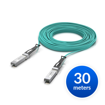 Ubiquiti UACC-AOC-SFP28-30M 25 Gbps Long-Range DAC, Long-range SFP28, 30m Length, Support 25/10/1 Gbps, PVC Cable Jacket, Aqua Color - Image 1