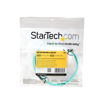 StarTech A50FBLCLC1 1M LC FIBER OPTIC CABLE ,10GB, MM DUPLEX 50 /125 - LSZH, LTW (AQUA) - Image 1