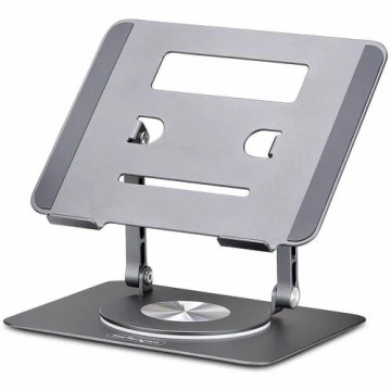 StarTech ATFR-LAPTOP-RISER Rotating Laptop Stand, 360 Swivel, Ergonomic Desk Riser for Computer, Adjustable Height/Tilt, Max 11lb, Aluminum, Portable - Raise a laptop to eye level for improved posture and all-day comfort - Height-adjustable arms - Image 1