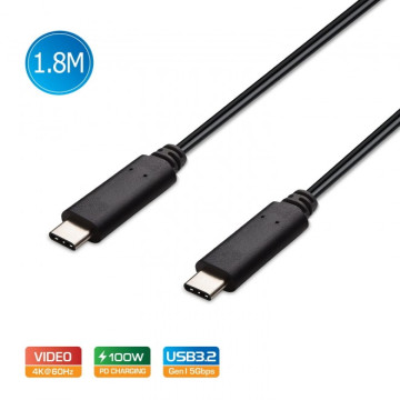 Simplecom CA519 USB-C to USB-C Cable USB 3.2 Gen1 5A 100W PD 4K@60Hz 1.8M - Image 1