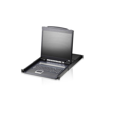 Aten CL1308N-ATA-AU Rackmount KVM Switch 8 Port VGA PS/2-USB w/ 19' LCD Display, 2x Custom KVM Cables Included, 1280x1024@75hz Display, LED Illumination - Image 1