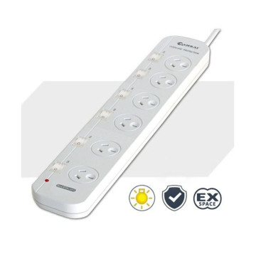Generic PAD-056SW Sansai 6 Way Powerboard 6 Outlet 10A 240V Individually Switched 3 extra spaced sockets 1M Length - Image 1