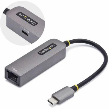 StarTech 1GPD3-USB-C-ETHERNET USB-C to Ethernet Adapter, 100W PD Pass-Through, NIC, USB 3.0 Type-C 1Gbps Multi Speed Network, USB 3.1 RJ45, Windows & Mac - USB-C to Ethernet Adapter securely connects to networks over CAT5e/RJ45/LAN; 100W PD pass - Image 1