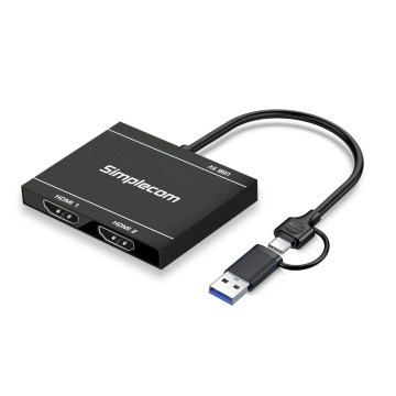 Simplecom DA327 USB 3.0 or USB-C to Dual HDMI Display Adapter for 2x 1080p Extended Screens - Image 1