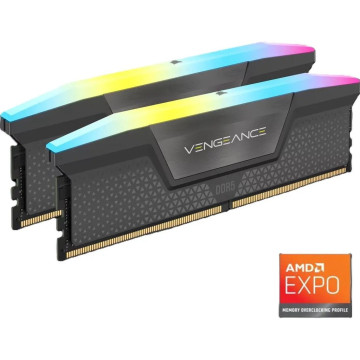 Corsair CMH16GX5M2B5200Z40 Vengeance RGB DDR5 16GB (2 x 8GB) DDR5 5200 CL40-40-40-77 1.25V Intel XMP & AMD EXPO - GREY, 288-pin DIMM, RGB, iCUE - Image 1