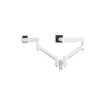 Atdec AWMS-2-D13-G-W Dual Dynamic Monitor Arm Mount on Short Post - Grommet Clamp - White - Image 1