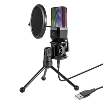 Simplecom UM650 USB Cardioid Condenser Microphone Gaming RGB Lights with Tripod & Pop Filter - Image 1