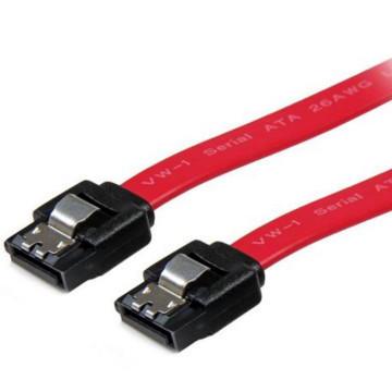 Astrotek AT-SATA3NR-180D SATA 3.0 Data Cable 30cm 7 pins Straight to 7 pins Straight with Latch Red Nylon Jacket 26AWG - Image 1