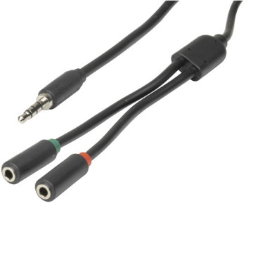 Leader WA7020 Digitech 3.5mm 4 Pole Plug to 2 x 3.5mm Socket Cable - 250mm - Image 1