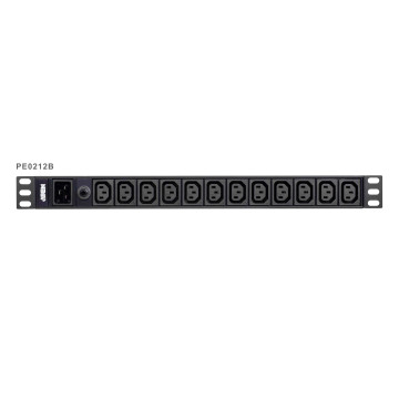 Aten PE0212G-AT-G 12-Port 15A Power Distriubiton Unit - Basic PDU, 1U Rackmount Design 12x C13, Overload protection - Image 1