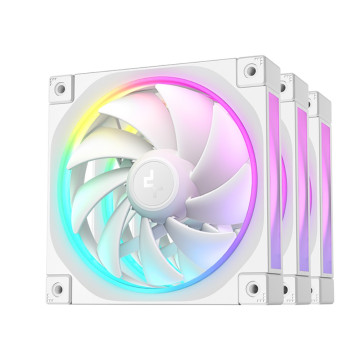 DEEPCOOL R-FL12-WHAPN3-G FL12 3IN1 WH (3-Pack) 120mm Unique ARGB Fans, Low Noise, 4-pin PWM, Fluid Dynamic Bearing, Addressable RGB LED - Image 1