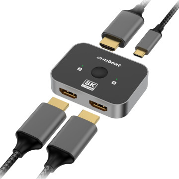 MBEAT MB-HDMI-SW8K21 8K Bi-directional HDMI 2.1 Switch 2 In 1 Out/1 In 2 Out 8K@60Hz resolution, plug-and-play convenience USB-C power input Maximum 8K/60Hz - Image 1