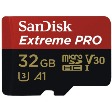 Sandisk SDSQXCG-032G-GN6MA Extreme Pro 32GB microSD SDHC SQXCG 100MB/s 90MB/s V30 U3 C10 UHS-1 4K UHD Shock temperature water & X-ray proof with SD Adaptor >16GB - Image 1