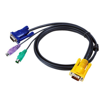 Aten 2L-5201P 1.2M 3IN1 VGA, PS/2 CONSOLE KVM SPLIT CABLE HDB-15M TO SPHD-15M - Image 1