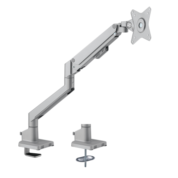 Brateck LDT62-C012-SL Single Monitor Thin Gas Spring Monitor Arm Fit Most 17'-32' Monitors, Up to 9kg per screen VESA 75x75/100x100 Matte Silver - Image 1