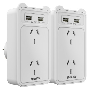 Huntkey PSUHUNSAC207TWIN SAC207 SMART WALL CHARGER with 2 AC and 2 USB combined 2.4A (TWIN PACK) - Image 1