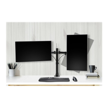 Kensington K55409WW DUAL MONITOR DESK MOUNT, UP TO 32" & 8KG, VESA 75x75, 100x100 - BLACK - Image 1