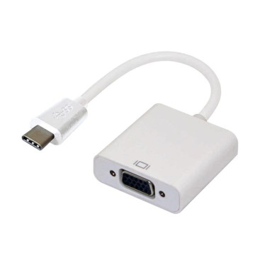 Astrotek AT-CMVGA-MF Thunderbolt USB 3.1 Type C (USB-C) to VGA Adapter Converter Male to Female for Apple Macbook Chromebook Pixel White - Image 1