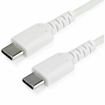 StarTech RUSB2CC2MW 2m USB C Charging Cable - Durable Fast Charge & Sync USB 2.0 Type C to C Charger Cord - TPE Jacket Aramid Fiber M/M 60W White - Cable for Mobile Device, MacBook, iPad Pro - First End: 1 x 24-pin USB 2.0 Type C - Male - Second - Image 1