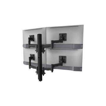Atdec AWMS-4-4675-G-B Quad Monitor Mount on Tall Post - Grommet Clamp - Black - Image 1