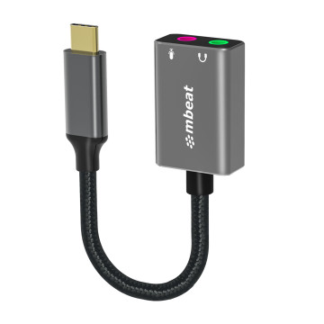 MBEAT MB-XAD-CAXM Elite USB-C to 3.5mm Audio and Microphone Adapter - Adds Headphone Audio and Microphone Jack to USB-C Computer, Tablet Smartphone Devices - Image 1