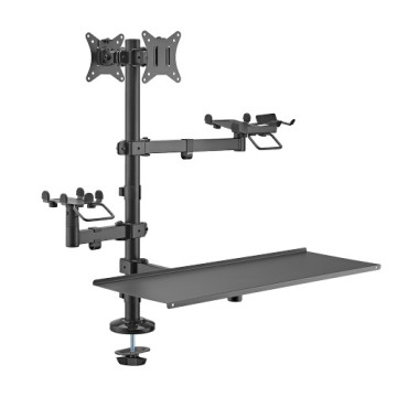 Brateck PMM-02LD POS Mounting Solution For Dual Screens (with keyboard tray), Fit Screen Size:17'-32'm, Weight Capacity (per screen): 9kg - Image 1