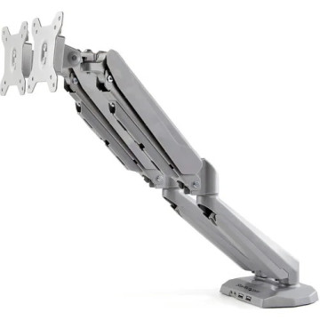 StarTech ARMSLIMDUOS Desk Mount Dual Monitor Arm with USB & 3.5mm Audio, Desk Clamp Ergonomic VESA Mount for up to 32" (17.6lb/8kg) Displays - Height Adjustable - 2 Display(s) Supported - 38.1 cm to 81.3 cm (32") Screen Support - 15.97 kg Load C - Image 1