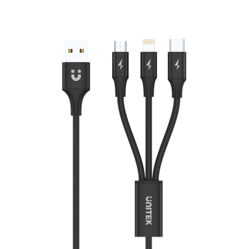 UNITEK C14049BK 1.2m 3-in-1 USB-A to USC-C & More - Image 1