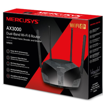 TP-LINK MR80X Mercusys AX3000 Dual-Band Wi-Fi 6 Router, Up to 3 Gbps ,MU-MIMO, OFDMA,WPA3 - Image 1