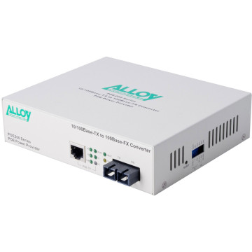 Alloy POE200SC.20 10/100Base-TX to 100Base-FX Single Mode Fibre (SC) Converter, provides PoE power (RJ-45). 20km - Image 1