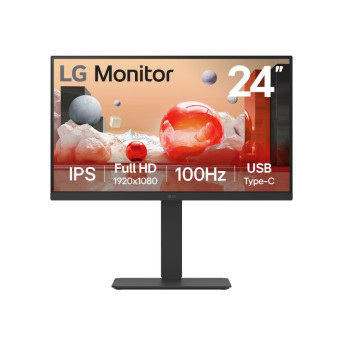 LG 24BA750-B 24' Full HD IPS 100Hz Monitor, 1920x1080, Built-in Power&Speaker, USB-C 65W PD, RJ45, sRGB 99%, 5ms, 16:9, versatile stand Tilt/Height/Swivel/Pivot - Image 1