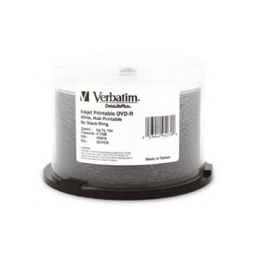 Verbatim 95079 DVD-R 4.7GB 50Pk White Wide Inkjet 16x - Image 1