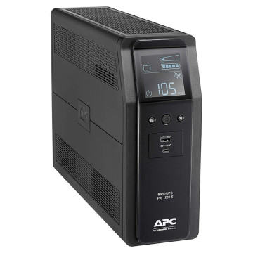 APC BR1200SI Back-UPS Pro 1200VA/720W Line Interactive UPS, Tower, 230V/10A Input, 8x IEC C13 Outlets, Lead Acid Battery, USB Type A + C Ports, LCD - Image 1