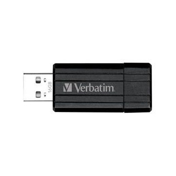 Verbatim 49063 Store'n'Go Pinstripe USB 2.0 Drive 16GB, Slim Retractable Design, 2 Years Limited Warranty (Black) - Image 1