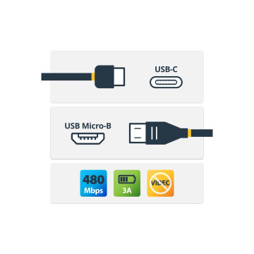 StarTech USB2CUB2M 6.6FT (2M) USB-C TO MICRO USB-B CABLE, DATA CORD, USB 2.0, USB C TO MICRO-B DATA - Image 1