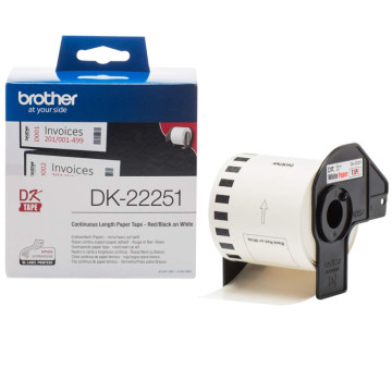 Brother DK-22251 Consumer Paper Roll - PAPER ROLL 62MM X 15.24M (WITH BLACK/RED PRINT) - Image 1