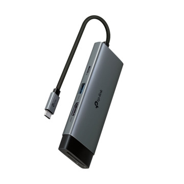 TP-LINK UH7021C USB Type-C 7-in-1 Hub, 4K@60Hz HDMI, SD & microSD UHS-I, 100W Power Delivery, 3× USB-A Data Ports. - Image 1