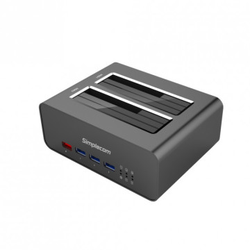 Simplecom SD352 USB 3.0 to Dual SATA Aluminium Docking Station with 3-Port Hub and 1 Port 2.1A USB Charger - Image 1