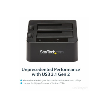 StarTech SDOCK2U313 USB 3.1 (10GBPS) DUAL-BAY DOCK FOR 2.5"/3.5" SATA DRIVES 2YR - Image 1