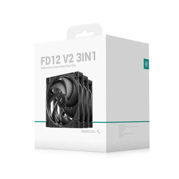 DEEPCOOL R-FD12V2-BKNPN3-G FD12 V2 3IN1 120mm Performance Integral Blade Silent Ring Case Fans, 4-pin PWM, 500~2500 RPM, Hydro Bearing - Image 1