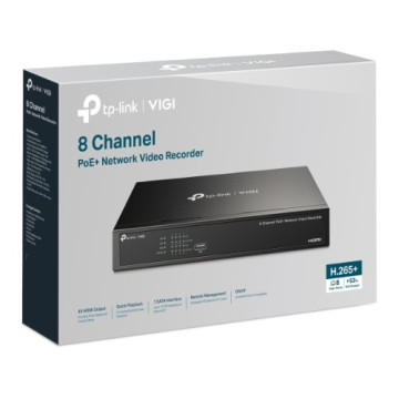 TP-LINK VIGI NVR1008H-8P 8 Channel PoE+ Network Video Recorder, 53W PoE Budget, H.265+, 4K Video Output & 16MP Decoding Capacity (HDD Not Included) - Image 1